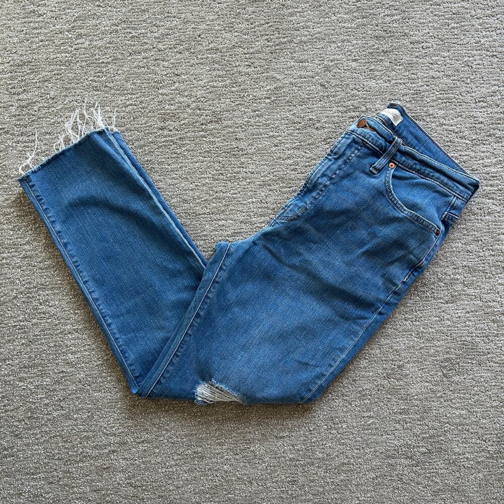 Madewell Medium Wash High Rise Distressed Raw Hem The Perfect Vintage Jeans 30